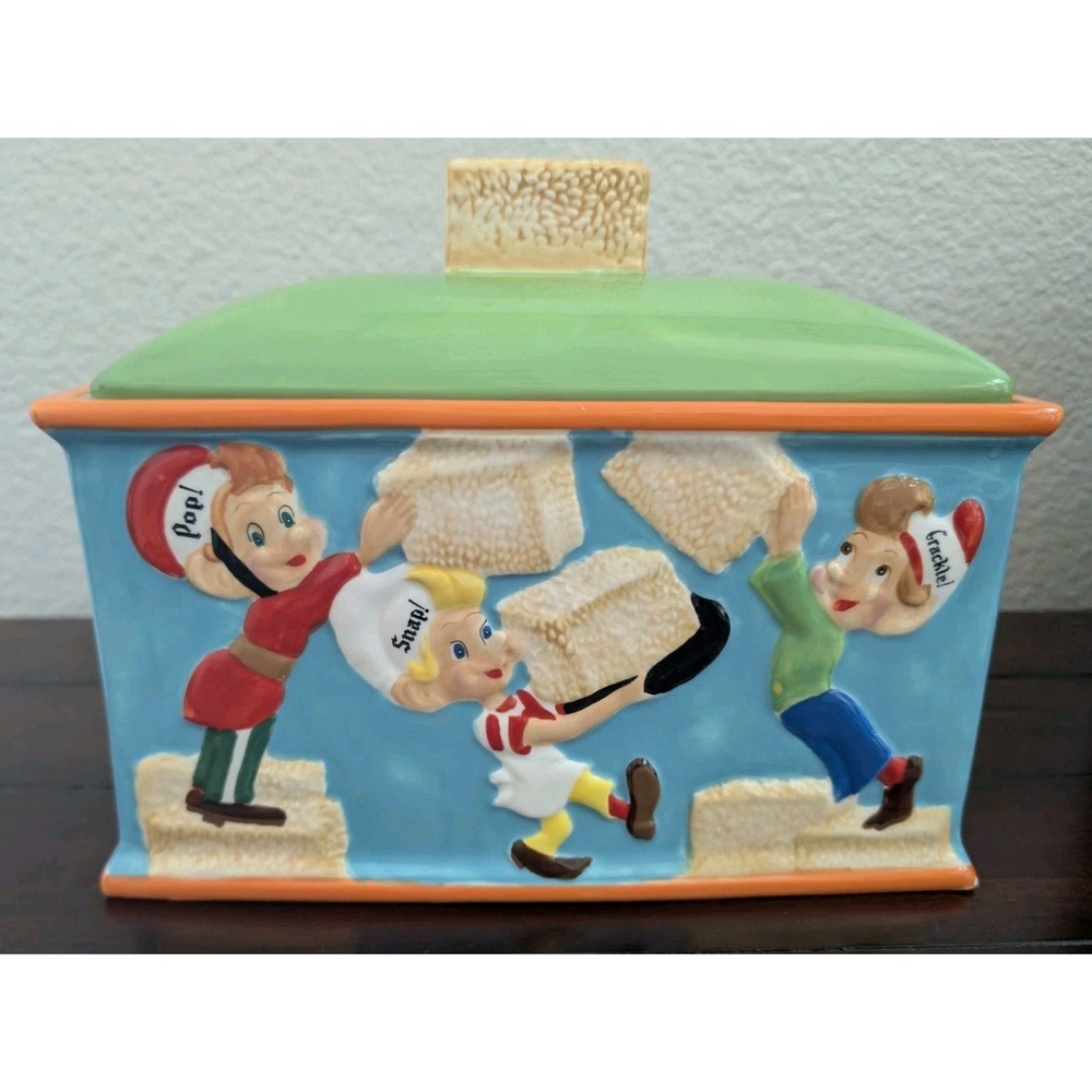 Vintage Kellogg's Rice Krispies Treats Cookie Jar Snap Crackle Pop Ceramic 2005